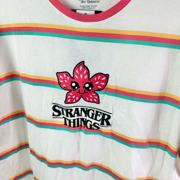 Our Universe NWT Stranger Things Women's 2X Chibi Demogorgon Striped T-Shirt - Picture 3 of 7